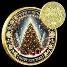 Merry Christmas Golden Challenge Coins 5pcs set Happy New Year Santa Claus Medal