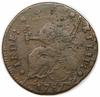1787 Connecticut Copper  Draped Bust Left  Miller 33 5-t 2  R5-  Skeleton Hand