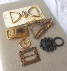 Lot Of 6 Vintage Antique Buckles Ornate Brass Slide Ronci Filigree Floral Triang