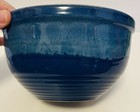 Large Studio Pottery Ceramic Blue Drip Glaze Serving Bowl 8 3 8    Diameter Vtg
