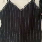 Victoria s Secret Women   s Black Striped Lace Trim Camisole Set  M