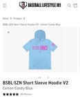 Bsbl-szn Short Sleeve Hoodie V2 Men   s Size M Cotton Candy Blue - Bl 101 Baseball