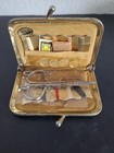 Vintage Travel Sewing Kit Gold Tone Case Compact Purse Repair Mini Set