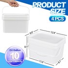4-packs 3 Gallon Rectangle Plastic Bucket Pail With Lid And Handle Food Grade