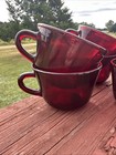 Vtg  Anchor Hocking Royal Ruby Red Christmas Glass Mugs Cups Set Of 9