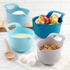 4 Piece Nesting Plastic Mixing Bowl Set With Pour Spouts And Handles Blue