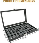 Novel Box Glass Top Jewelry Gemstone Display Case With 50 Gem Jar Tray Insert
