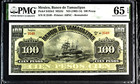 Mexico Banco De Tamaulipas 100 Pesos M524r Nd  1902-14  Pmg Gem Unc 65 Epq
