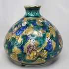 Antique Japanese Kutani Ware Aoki Mokumei Flower Porcelain Vase 4  Tall Gilt