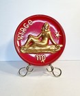 Vintage 1960s 70s Virgo Zodiac Sign Ceramic Plaster Nude Plaque Astrology Decor