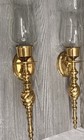 Vintage Pair Solid Brass Hurricane Wall Sconces 18  Candle Holders India