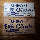 Lot Of 2 Vintage Pinehurst Nc Bill Clark Chevrolet License Plate Plastic Metal 