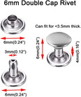 300 Sets Silver Stainless Steel Leather Rivets Double Cap Rivet Tubular Metal St