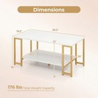 2-tier Coffee Table  Modern Accent Table With Open Storage Shelf  White   Gold