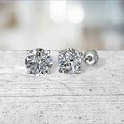 2 Ct  Sparkling Lab-created Diamond  Screw Back Stud Earrings - 14k White Gold