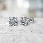 2 Ct  Sparkling Lab-created Diamond  Screw Back Stud Earrings In 14k White Gold