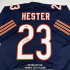 Autographed signed Devin Hester Chicago Blue Stat Football Jersey Jsa Coa