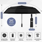 Windproof Travel Umbrella With Wood Handle - Automatic Umbrellas For Rain 
