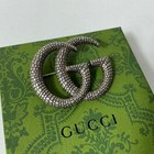 Gucci Gg Silver Brooch Pin With Box And Pouch
