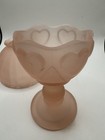 Vintage Frosted Pink Glass Fairy Lamp Tea Candle Holder Made In Taiwan 