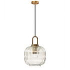 Industrial Vintage Pendant Lighting With Ribbed Glass Lamp Shade And Bronze F   