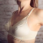 Happy Medium Vintage 34b Satin Unlined Full Coverage Retro Wireless Bra Ivory