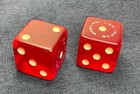 Vintage 1 25 Inch Bakelite Cherry Red Dice 74 Gm Total Wt  - Las Vegas Nevada