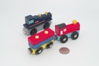 Wooden Railway Train Lot X3 Engines  Stacking Cargo  Cars - Works W Thomas  Brio