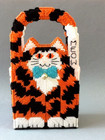 A Cute Cat Plastic Canvas Needlepoint Completed Basket With Handles  See Below