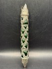 Antique Extremely Rare Victorian-era Silver Tone Green Glass Scroll Container