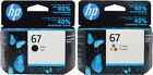 Hp  67 Combo Ink Cartridges 67 Black   Color New Genuine 3yp29an