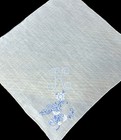 Vintage Hand Embroidered Blue Floral Monogram  k  Handkerchief   25