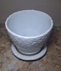 Vintage Unsigned White Ceramic Planter With Saucer