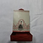 Vintage Tin Wall Mount Match Holder Safe Red Floral Lady Kitchen Decor
