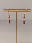 Gold Plated Ruby Swarovski Crystal Dangle Drop Earrings Red Ooak Boho Jewelry