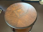 Victorian Style Round Mahogany Acanthus Carved Leaf Two Tier Side Table