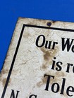 C 1930 Toledo Scales Porcelain Sign   Authentic  Pressed Lettering  Old Grommets