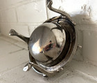 Vintage Silver Plate Roll Top Lid Caviar Butter Dish Server Lion Heads Paw Feet