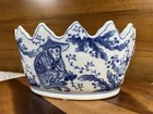 Vintage Chinese Blue And White  hear No Evil - Porcelain Pottery Planter Oval 