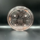 Jeanette Pink Depression Glass- 3 Footed Cake Plate- Sunflowers- 10   - Euc