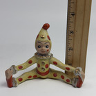 Vintage 1940s Porcelain Pixie Elf Circus Clown Yellow Polka Dot Figurine Japan