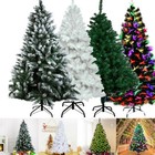 4 5 6 7ft Pre Lit Christmas Tree With Led Lights Bushy Tips Xmas Home Decoration