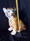 Vintage 16  Tall Italian Hand Painted Ceramic Tiger Cub Statue 