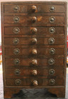 Antique Hindu 8 Drawer Wood Jewelry Box Metal Accents Carved Round Handles