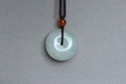 Chinese Hand-carved Natural Tianshan Green Jade Safety Buckle Pendant Statues
