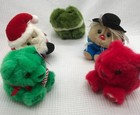 Swibco Puffkins Lot Of 5 Plush Scarecrow Santa Frog Candy Cane Bear  Vintage 90s