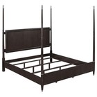 Amber 4pc Poster Queen Bed Set-modern Dark Brown Wood-dresser Mirror