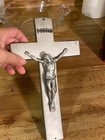 Vtg Casket Funeral Silver Crucifix metal Jesus Religious inri 11  I c h  Co 