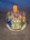 Farberware Shot Glass Holder Caddy Set 6 Glasses Art Deco Vintage Excellent