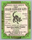 1969 Zeller Schwarze Katz German Wine Bottle Label Black Cat